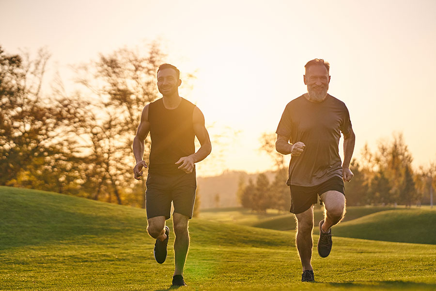 Father and son running